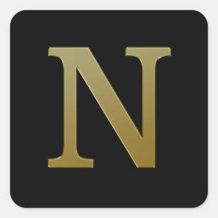 Letra N Pegatina Gold Square
