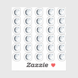 Letra náutica azul acuarela "C" Mini Pegatinas