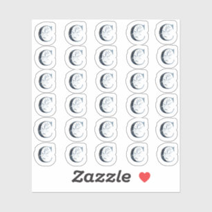 Letra náutica azul acuarela "C" Mini Pegatinas