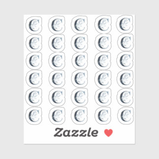 Letra náutica azul acuarela "C" Mini Pegatinas