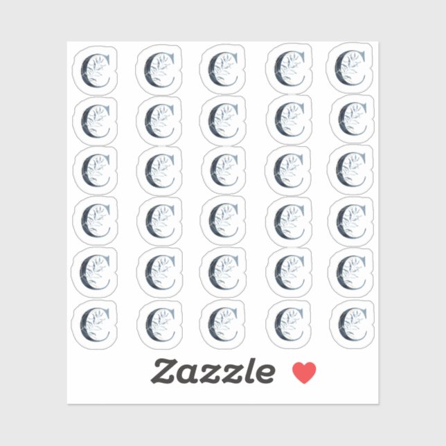 Letra náutica azul acuarela "C" Mini Pegatinas (Hoja)