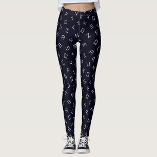Letra negra alfabeta hembra leggings
