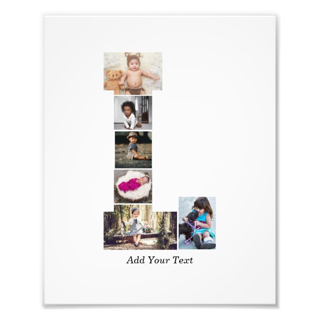 Letra negra y blanca L Collage de fotos (Frente)