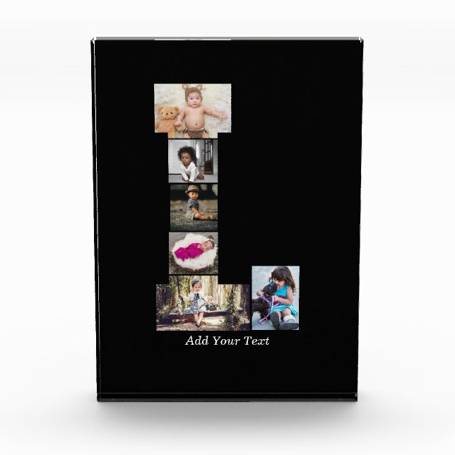 Letra negra y blanca L Collage de fotos (Anverso)