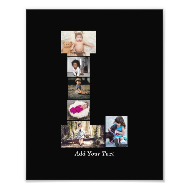 Letra negra y blanca L Collage de fotos (Frente)