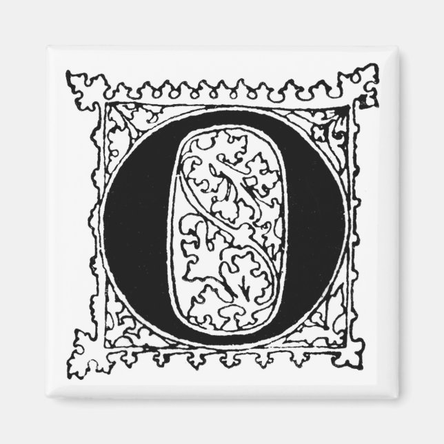 Letra 'O' con fondo de hoja- imán (Frente)