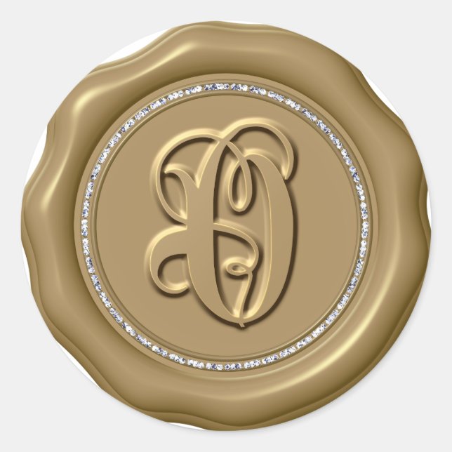 *~* Letra O Pegatinas De Sello De Círculo De Diama (Anverso)