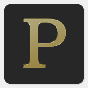 Letra P Pegatina Gold Square