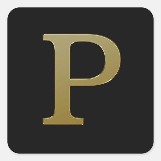 Letra P Pegatina Gold Square (Anverso)