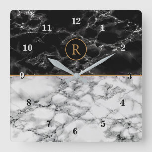 Letra personalizado reloj de pared marble blanco n