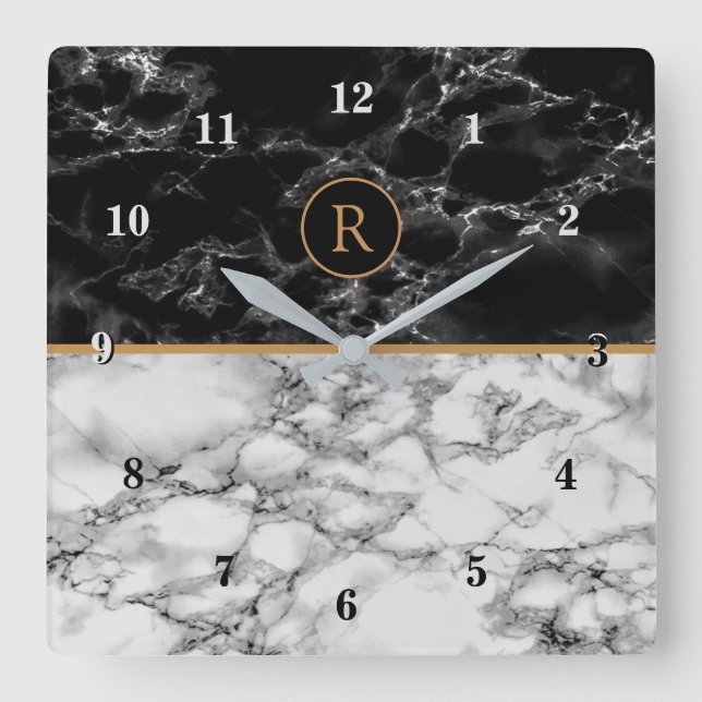 Letra personalizado reloj de pared marble blanco n (Anverso)
