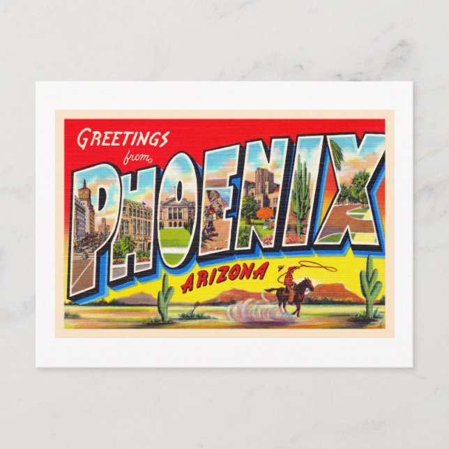 Letra Phoenix Arizona AZ vintage grande postal 1 (Anverso)