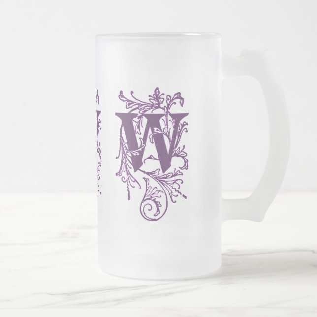 Letra púrpura 'W' envuelta en vides - taza (Derecha)