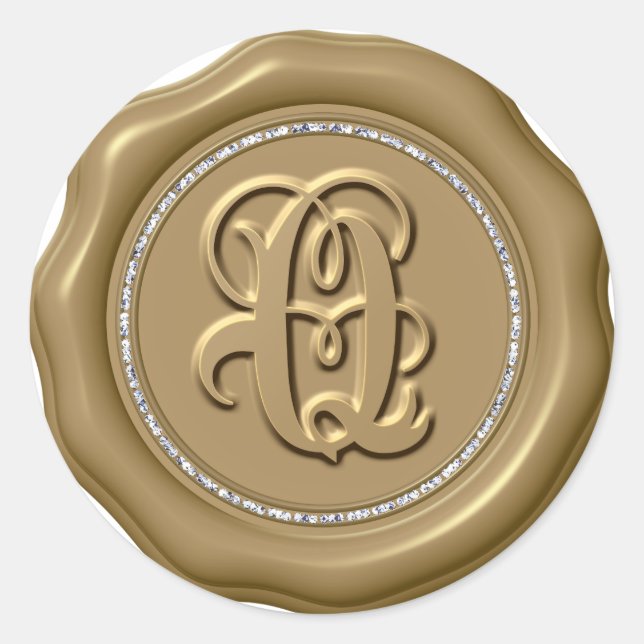 *~* Letra Q Pegatinas de sellos de lana de diamant (Anverso)