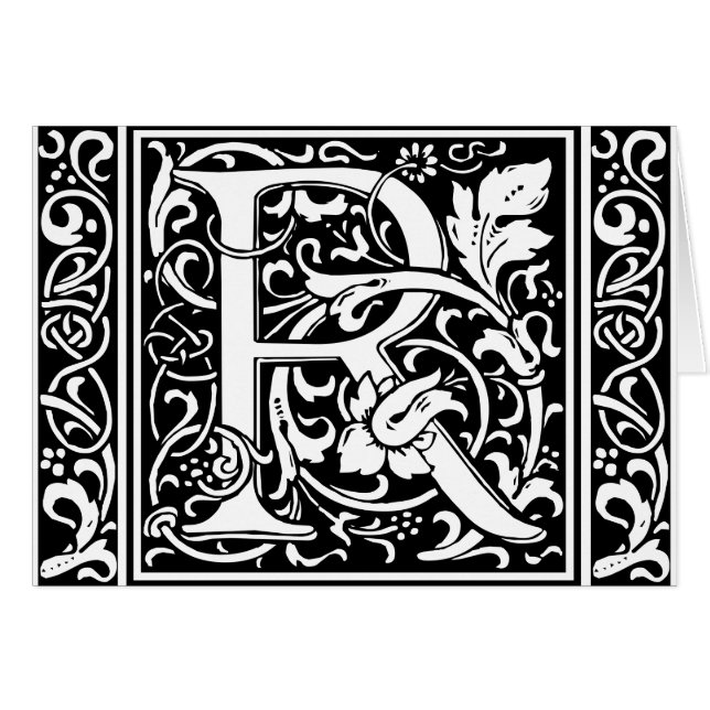 Letra R Monograma medieval Art Nouveau (Anverso (Horizontal))
