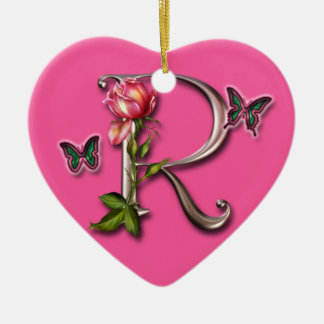 LETRA R - ORNAMENTO DEL MONOGRAMA DEL CORAZÓN