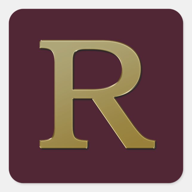 Letra R Pegatina Gold Square (Anverso)