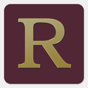 Letra R Pegatina Gold Square