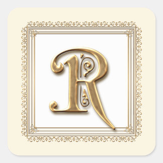 Letra R - sello de Boda formal clásico de oro y en