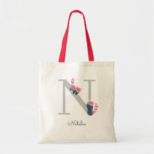 Letra roja panda monograma "N" bolsa de tocador