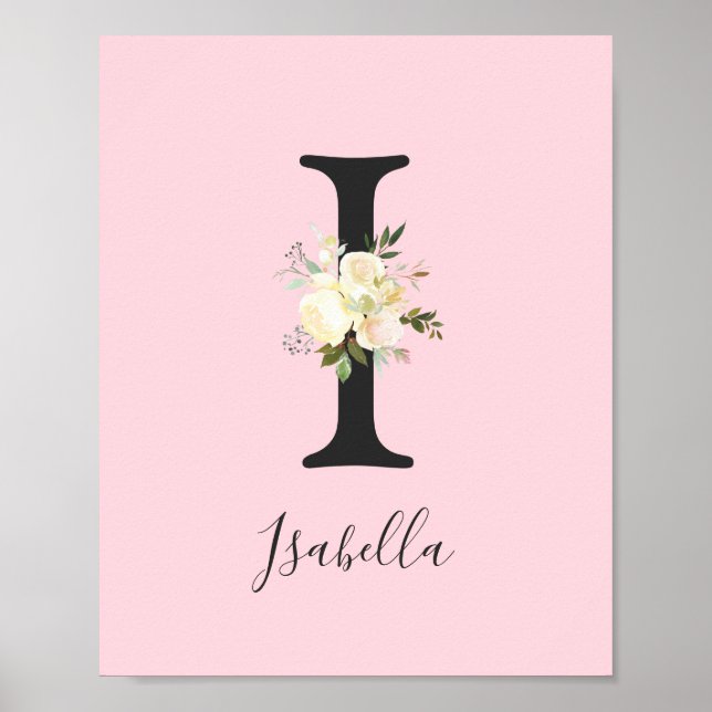 Letra rosa de Rubor 'I' nombre de enfermera arte d (Frente)