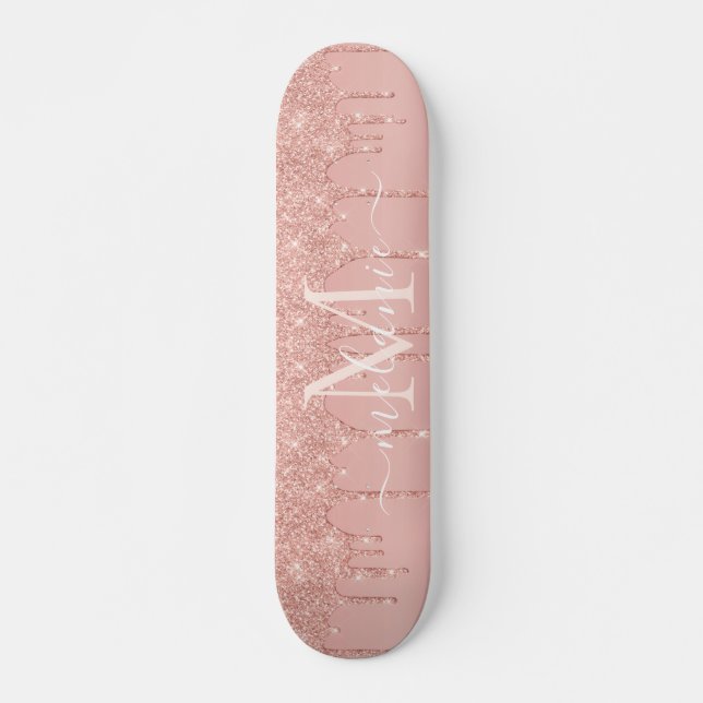 Letra Rosa Gold Purpurina Skateboard Nombre person (Anverso )