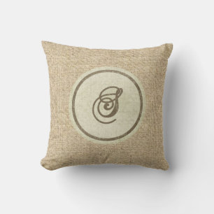 Letra rústica burlap almohada decorativa S
