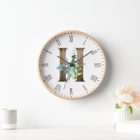Letra rústica H reloj de marco de madera