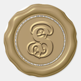 *~* Letra S Diamond Circle GOLD Pegatinas de sello