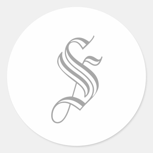 Letra S Monograma Pegatina Inglés Gris Antiguo (Anverso)