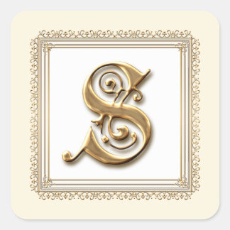 Letra S - sello de Boda formal clásico de oro y en