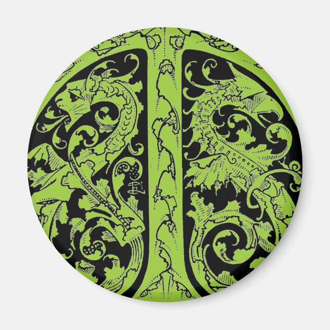 Letra T con imán de dragones (Frente)