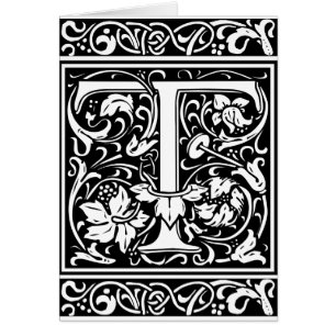 Letra T Monograma medieval Art Nouveau