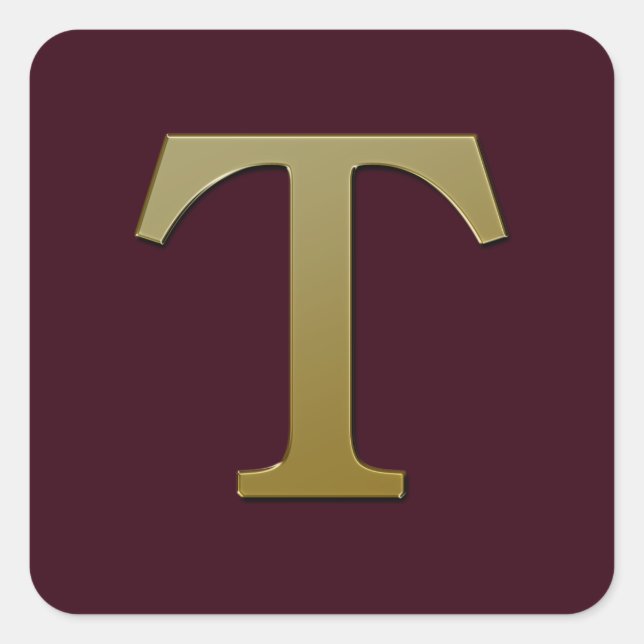 Letra T Pegatina Gold Square (Anverso)