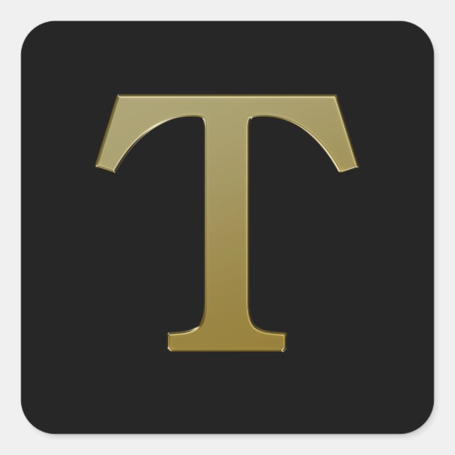 Letra T Pegatina Gold Square (Anverso)