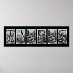 Letra taURUS vintage alfabeta zodiac Rótulo arte