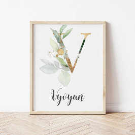Letra V Monograma Impresión de nombre de vivero de