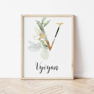 Letra V Monograma Impresión de nombre de vivero de