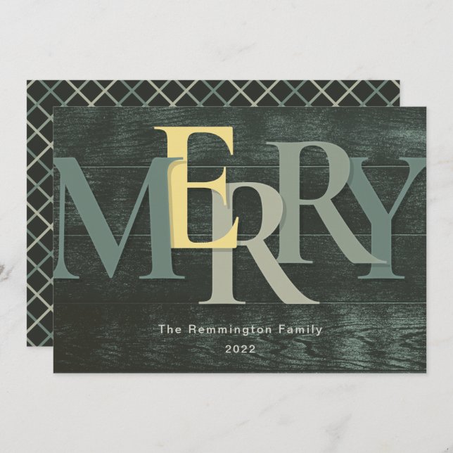 Letra verde amarillo merry navidad grande (Anverso / Reverso)