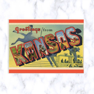 Letra vintage grande postal de Kansas