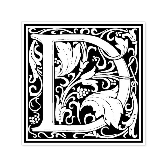 Letra William Morris D sello floral victoriano (Diseño)