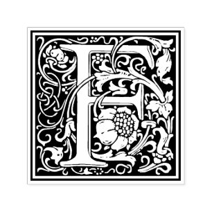 Letra William Morris F sello floral victoriano