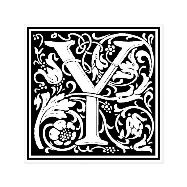 Letra William Morris Y sello floral victoriano (Diseño)