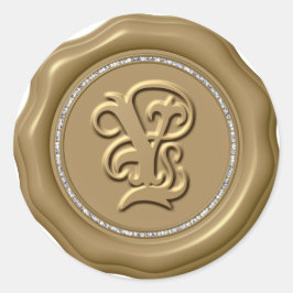 *~* Letra Y Diamond Circle GOLD Pegatinas de sello