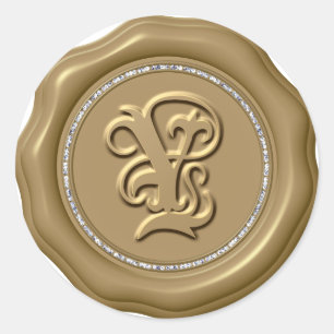 *~* Letra Y Diamond Circle GOLD Pegatinas de sello
