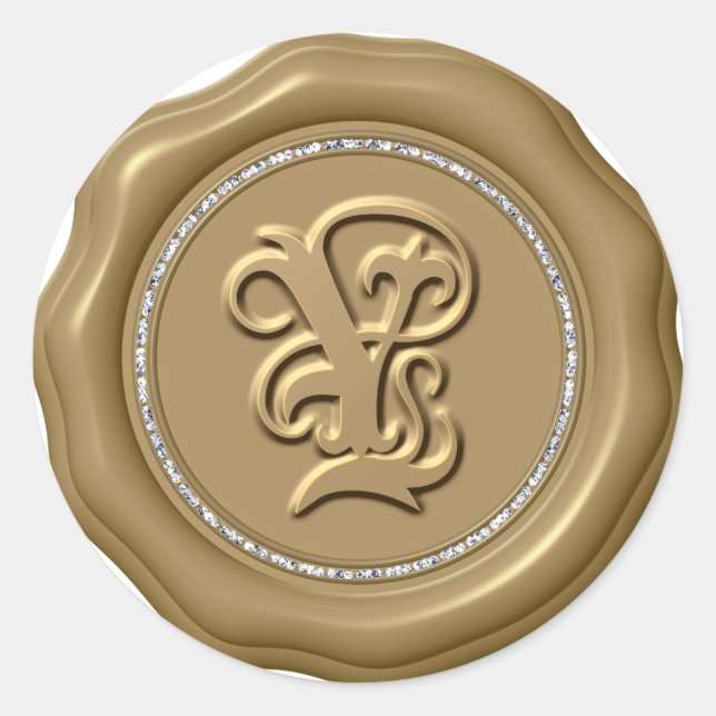 *~* Letra Y Diamond Circle GOLD Pegatinas de sello (Anverso)