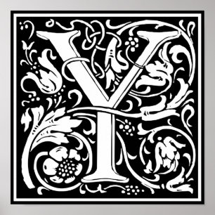 Letra Y Monograma Medieval Arte Nouveau