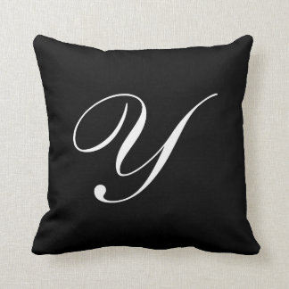 Letra Y Monograma negro almohada