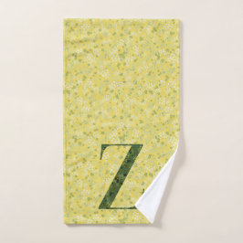 Letra Z toalla de baño verde oscuro y amarillo par