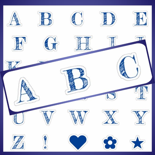 Letras azules reales | Pegatinas del alfabeto mono (Subido por el creador)